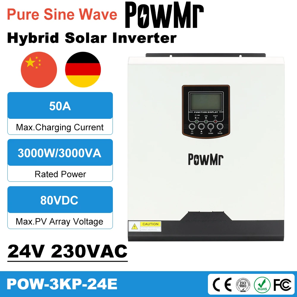 PowMr PWM 3KVA 3000W 50A Solar Inverter 24VDC 230VAC 50Hz/60Hz Max PV
