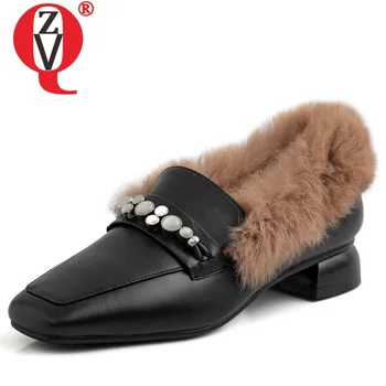 

ZVQ spring new fashion women flats outside low heels square toe handmade genuine leather women shoes drop shipping size 33-43