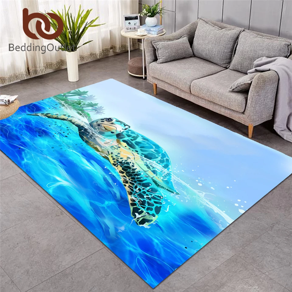 BeddingOutlet Sea Turtle Large Carpets For Living Room Watercolor Blue Soft Floor Mat Marine Animal Tortoise Area Rug 122x183cm Carpet AliExpress