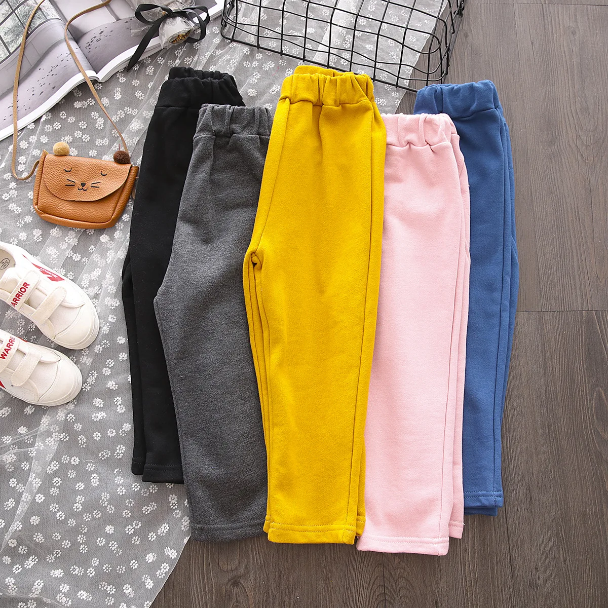 Рубашка для девочек осенняя одежда разноцветные универсальные детские шаровары в Корейском стиле повседневные штаны для маленьких девочек N6338