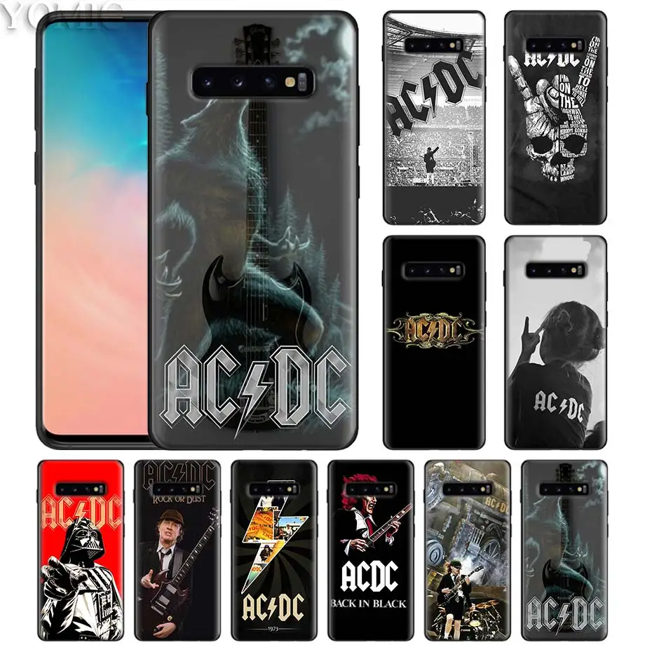 

ACDC ROCK Black Case for Samsung Galaxy S10 5G S10e S9 S8 S7 Edge Note 10 + Plus 9 8 Silicone Fundas Capa Phone Coque Cover Sac
