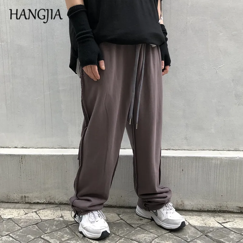 

Oversized Terry Patchwork Joggers Pants Men Women Hip Hop Scattered Edge Cut Out Casual Trousers Fashionable Bottom Metal Button