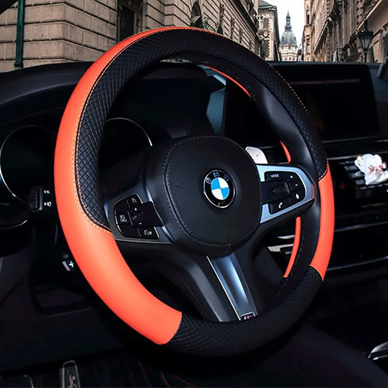 

WLMWL Leather Car Steering Wheel Cover For Skoda all models octavia fabia rapid superb kodiaq yeti Car-Styling