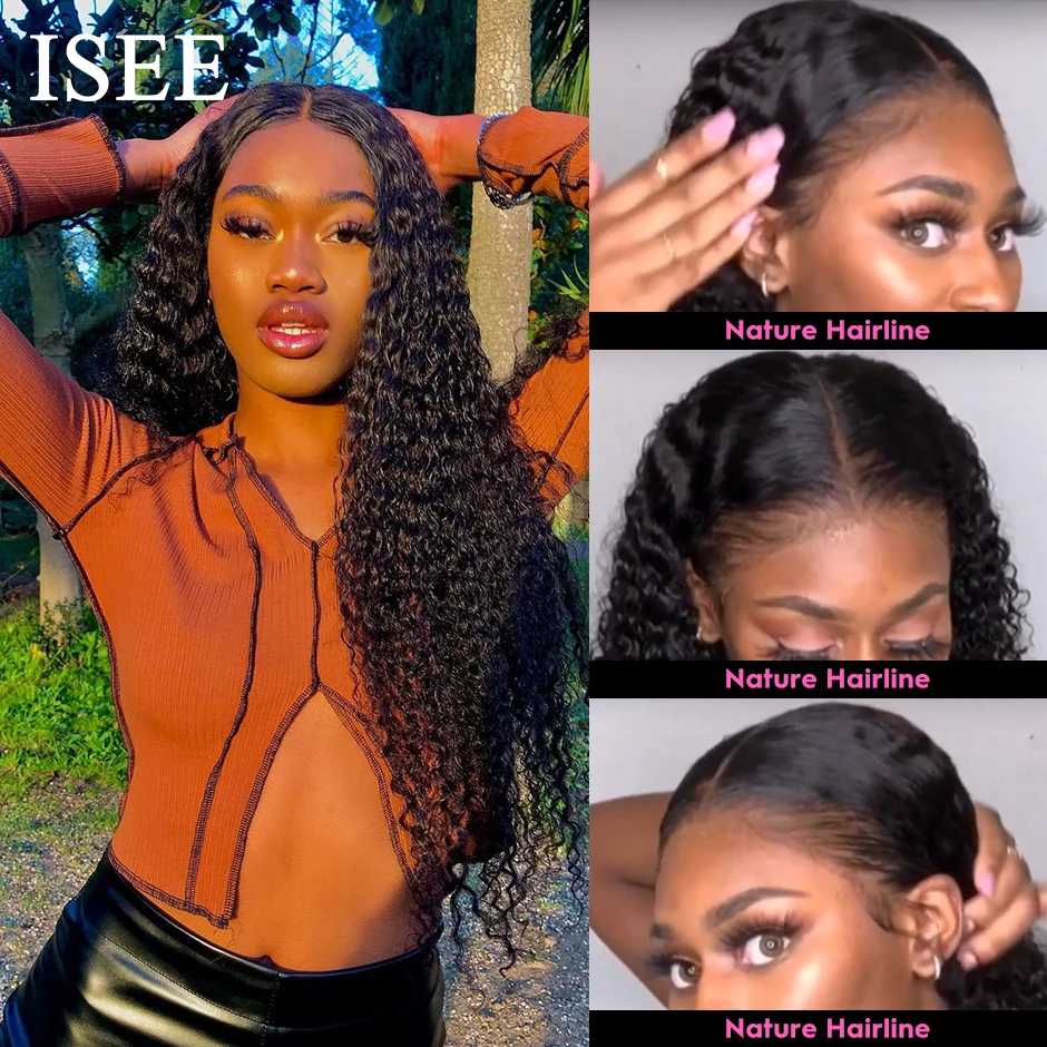 ISEE HAIR Deep Wave Wigs 13X4X1 T Part Lace Front Human Hair Wigs For Women Brazilian Deep Wave Human Hair Wigs