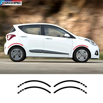

4 pcs Car Tire Vinyl Decal For Hyundai i10 Front Rear Auto Rim Wheels Bumper Curved Stickers Racing Sport Stripes