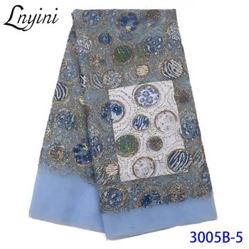 

Sequence Fabric Lace Luxury African Sequins Lace Best Quality African French Tulle Mesh Lace Fabric for Nigerian Wedding L3005B
