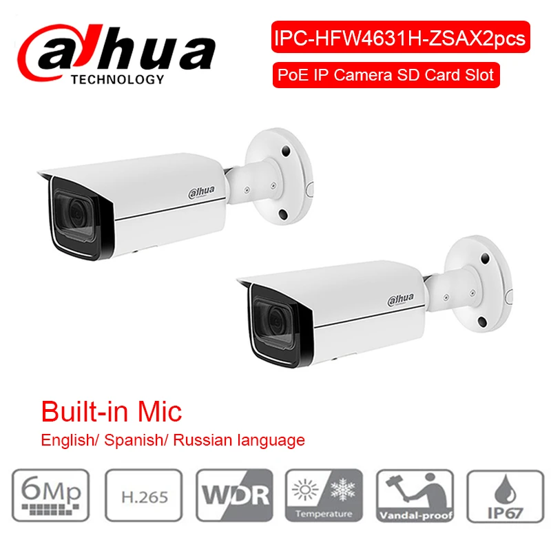 Dahua IPC HFW4631H ZSA ip камера с логотипом 6MP PoE Встроенный микрофон слот для карты SD 2 7 13 5