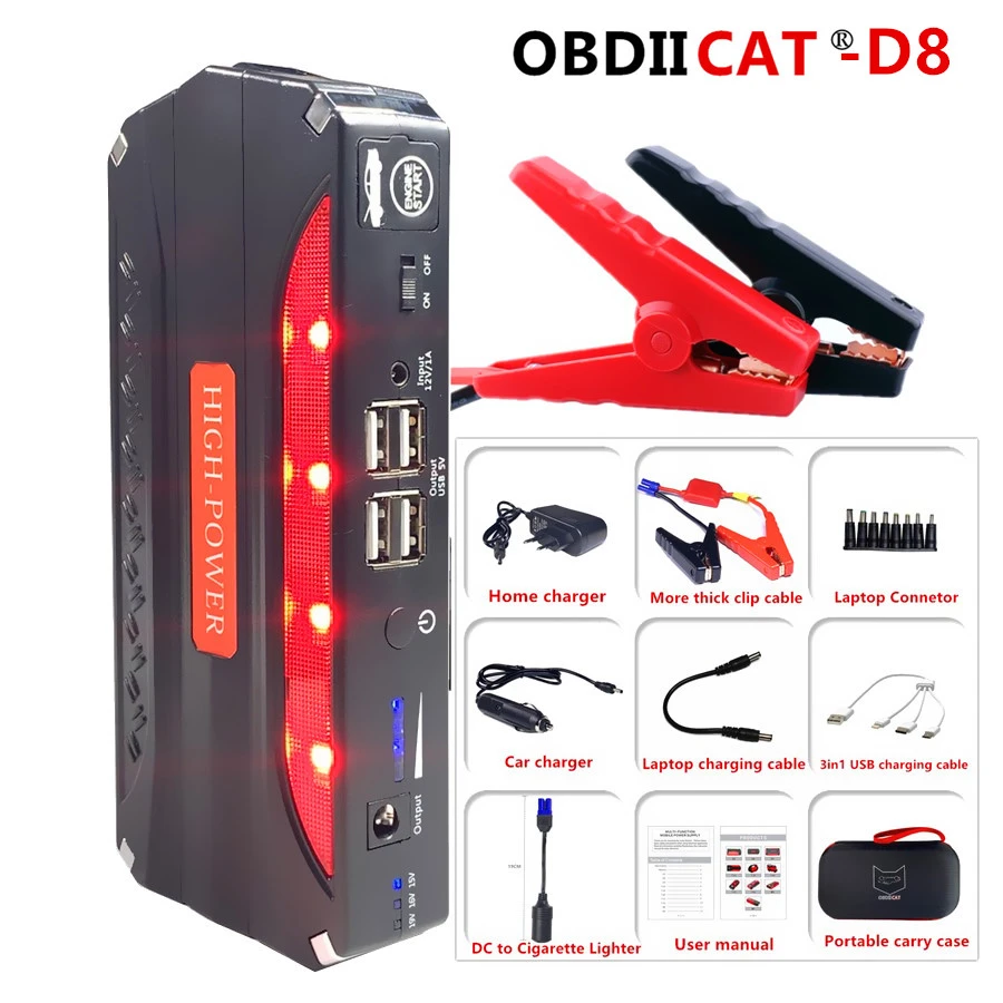 High Quality Multifunction Car Jump Starter 12v 4usb 600a Peak Portable Car Battery Booster Charger Power Bank Start Device Car Booster Charger 4car Jump Aliexpress