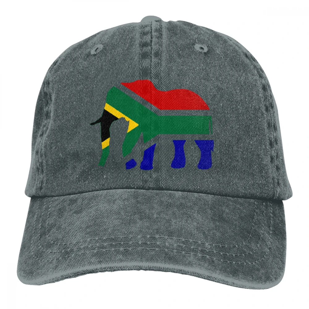 Слон флаг Южно-Африканской Республики Casquette серый унисекс Мужские Женские джинсовые бейсболка с ремешком кепки Регулируемый Гольф папа шляпа
