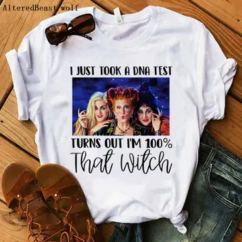 

I JUST TOOK A DNA TEST horror women witch hocus pocus print t shirt halloween funny short sleeve Women vogue tee shirt femme