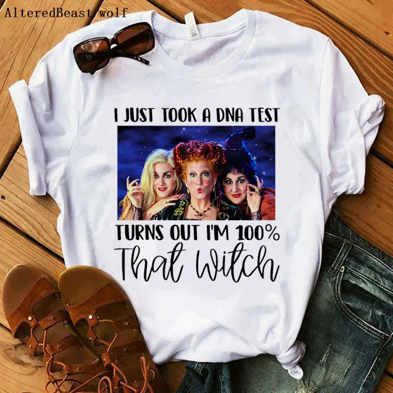 

I JUST TOOK A DNA TEST horror women summer hocus pocus print t shirt halloween funny short sleeve Women vogue tee shirt femme