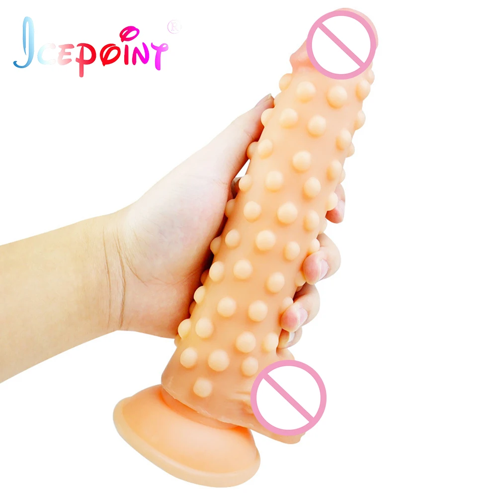 2020 Long Dildo Realistic Glans Penis Beads Adult Women