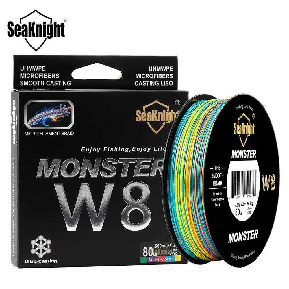 SeaKnight W8 300M 500M Multi Цвет плетеной лески 8 strands супер прочная леска PE 100% УФ слой низкая