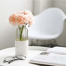 Керамическая металлическая ваза для цветов для дома, свадьбы, настольный зеленый цветочный горшок для растений, декоративный золотой цветочный горшок для гостиной, украшение для дома