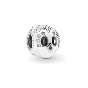 

Free Shipping Real 925 Sterling Silver Bead Shining Skull Beads Fit Original Pandora Bracelet For Women DIY Jewelry