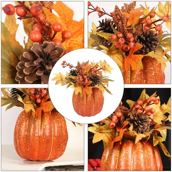 

Thanksgiving Potted Artificial Flowers Bouquet Artificial Maple Pumpkin In Pots Faux Flowers For Home Mall Decoration Desktop