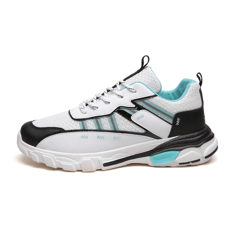 Spring Autumn Vulcanized Shoes Men Sneakers Breathable Mesh Sports Shoes Men Comfortable Fashion Tenis Masculino Adulto Trainers - Color: white blue