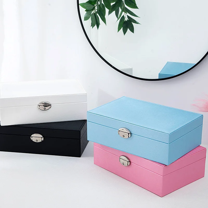 Newly Jewelry Storage Box Creative Leather Portable Multi-layer Makeup Storage Box PU Watch Box Nec