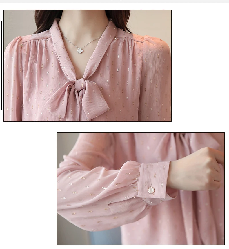 Autumn Women's Bow Chiffon Blouse Full Sleeve Korean Fashion OL Casual Solid Color Shirt Lace Up Tops T9D255T