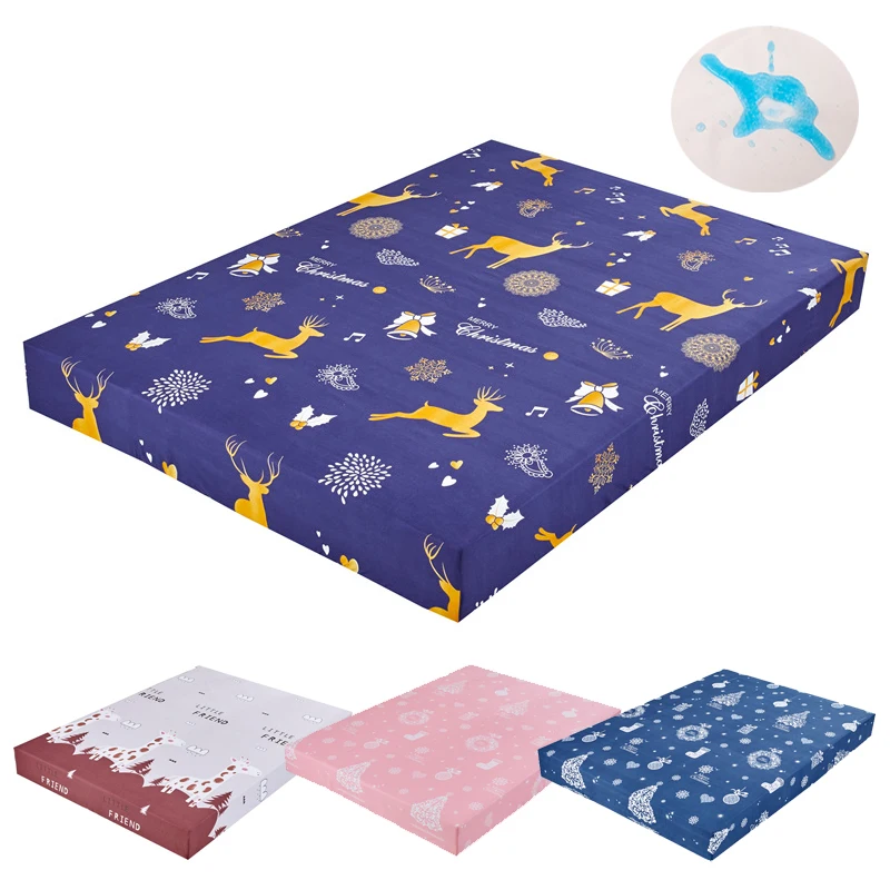 

80-220cm Fashion Print Bed Mattress Cover Waterproof Mattress Protector Pad Fitted Sheet Separated Water Bed Linens with Elastic
