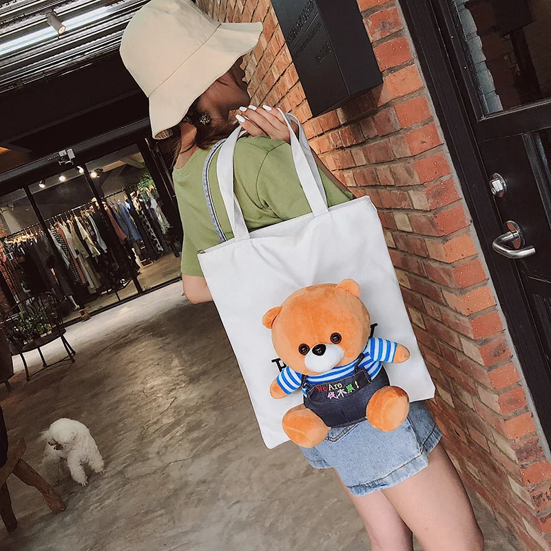 

2019 New Style Women's Shoulder Handbag Canvas Cartoon Bag Shoulder Bag Hand Shoulder Shopping Bag