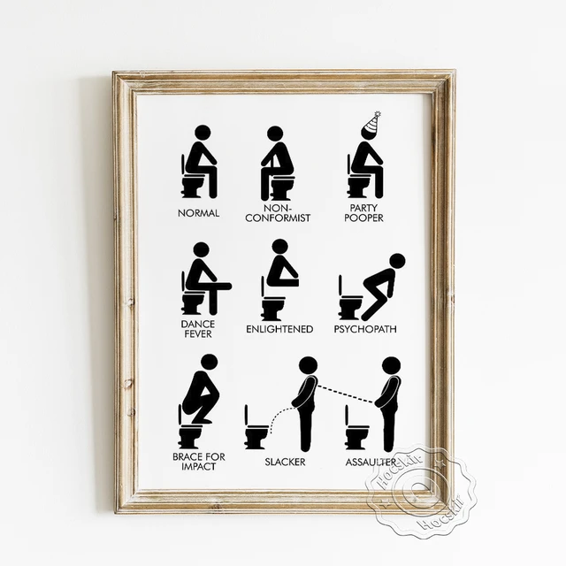 Spoof Restroom Uncivilized Behavior Illustration Poster, Humor Funny Toilet  Posture Wall Stickers, Minimalism Prints Home Decor - Painting &  Calligraphy - AliExpress