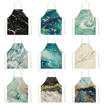 

Kitchen Apron Marble Printed Sleeveless Cotton Linen Aprons Men Women Home Cleaning Tools 66x47cm WQ166