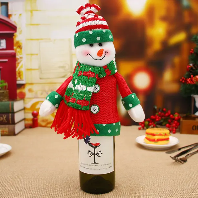 Christmas Decorations for Home Santa Claus Snowman Wine Bottle Dust Cover New Year 2021 Dinner Table Decor Noel 2020 Xmas Gift 3
