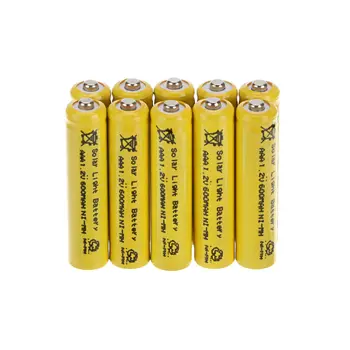 

Ship from USA! 10 PCS Yellow 600mAh Ni-MH 1.2V AAA Rechargeable Battery for Solar Lights NiMH