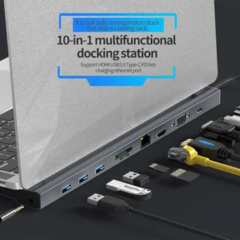 

USB C HUB to HDMI USB HUB 4K HDMI Output for iPad Pro Type C HUB for MacBook Docking Station Multi 10 In One USB Ports Type-C H