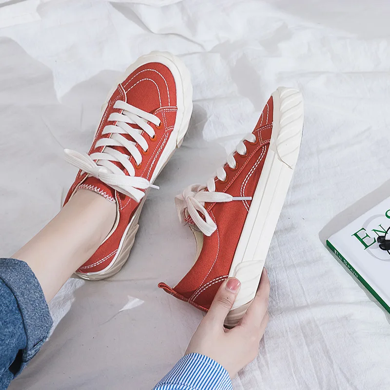 

Canvas Flats Shoes Women Fashion Casual Trainers Shoes for Girls Women Breathable Lace-up Shoes Zapatillas Mujer Vulcanizadas