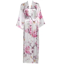 YUXINBRIDAL длинный халат в цветочек кимоно свадебные атласные шелковые халаты для невесты пеньюар для невесты