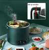 220V Stainless Steel Inner Household Electric Rice Cooker 3L Automatic Lift Hot Pot Low Sugar Rice Cooker White/Green Color 6