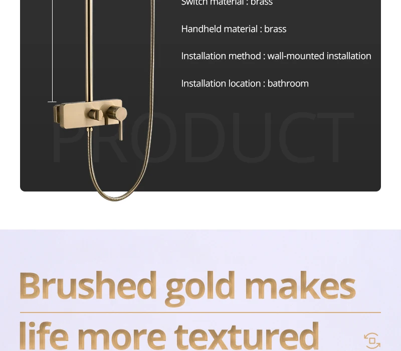 Brushed Gold Shower System  10 Shower Faucet Set Bathroom Rain Shower head and 3-Setting Handheld Shower Head Set (7)