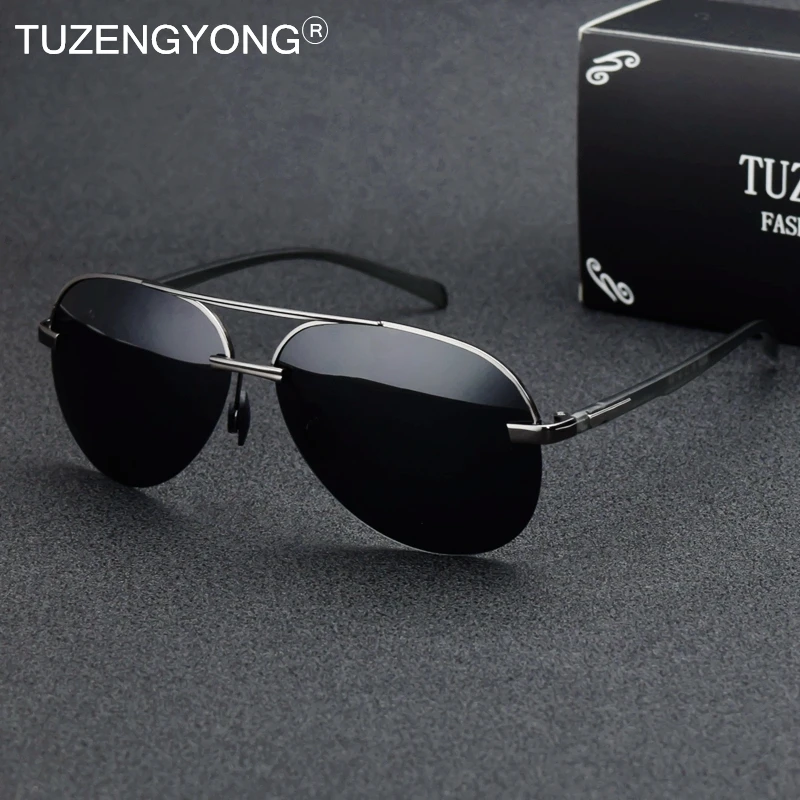 

TUZENGYONG Aluminum Magnesium+TR90 Men's Polarized Sunglasses brand designer Half frame For Men Driving Sun Glasses UV400 Oculos