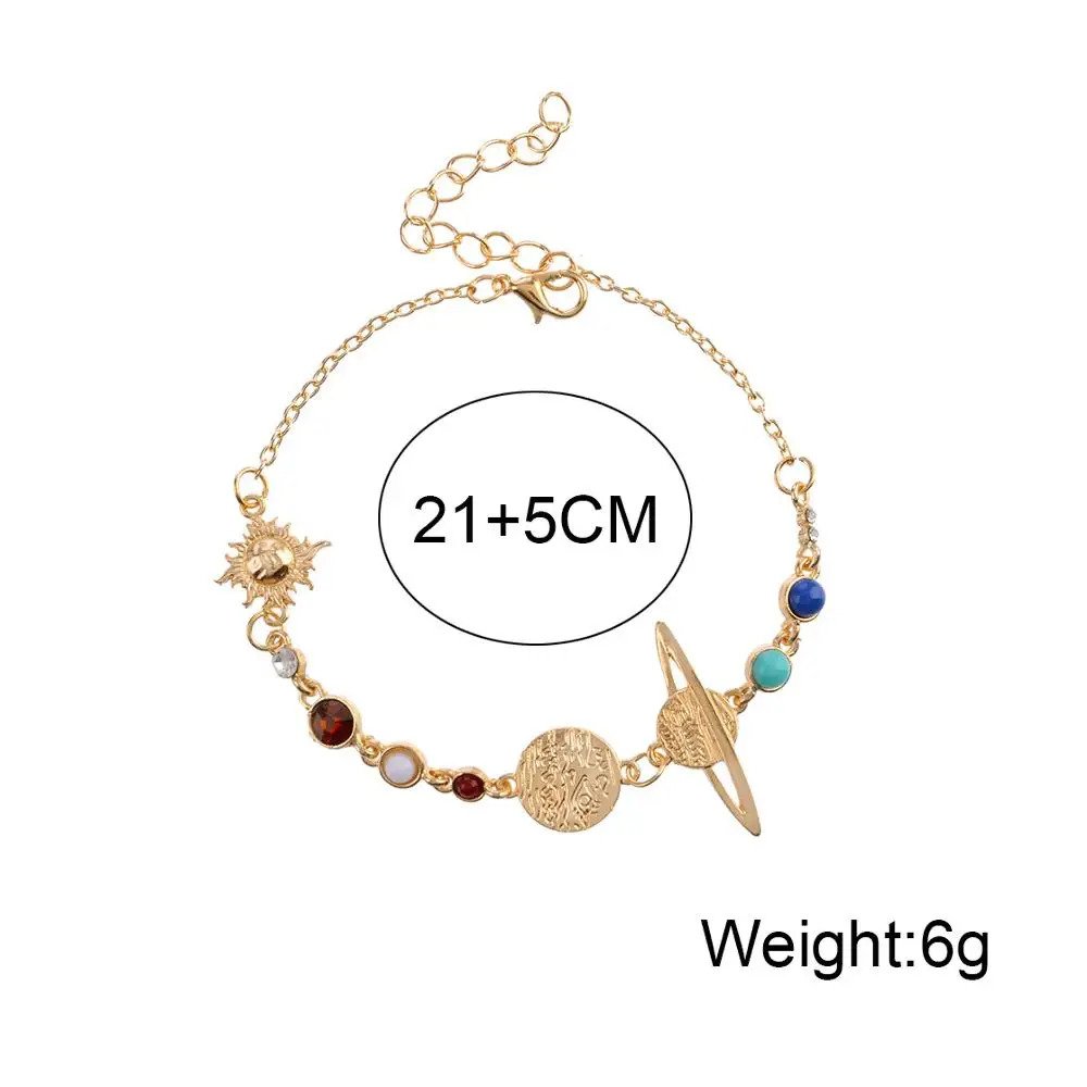 ZG Planet женские браслеты для щиколотки с золотистым камнем бусы планета ножные браслеты летнее пляжное украшение для лодыжки на ножной браслет