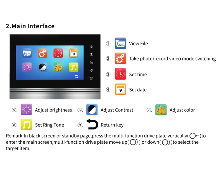 XSL-V70Km-M4 wired video doorphone 7" TFT touch buttons and take photo and make memory for villa