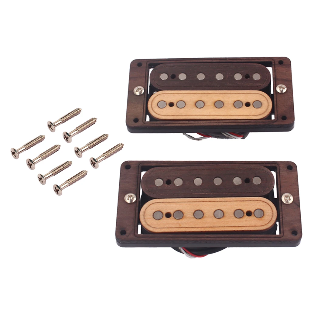 Hand Wound Maple Wood Bridge Neck Pickup Humbucker for Fender Style Guitar Instrument Accs