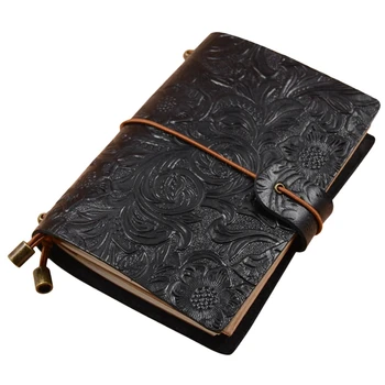 

Classic Genuine Leather Notebook for Daily Diary or Life Planner Journal with 3 Writing Notepads