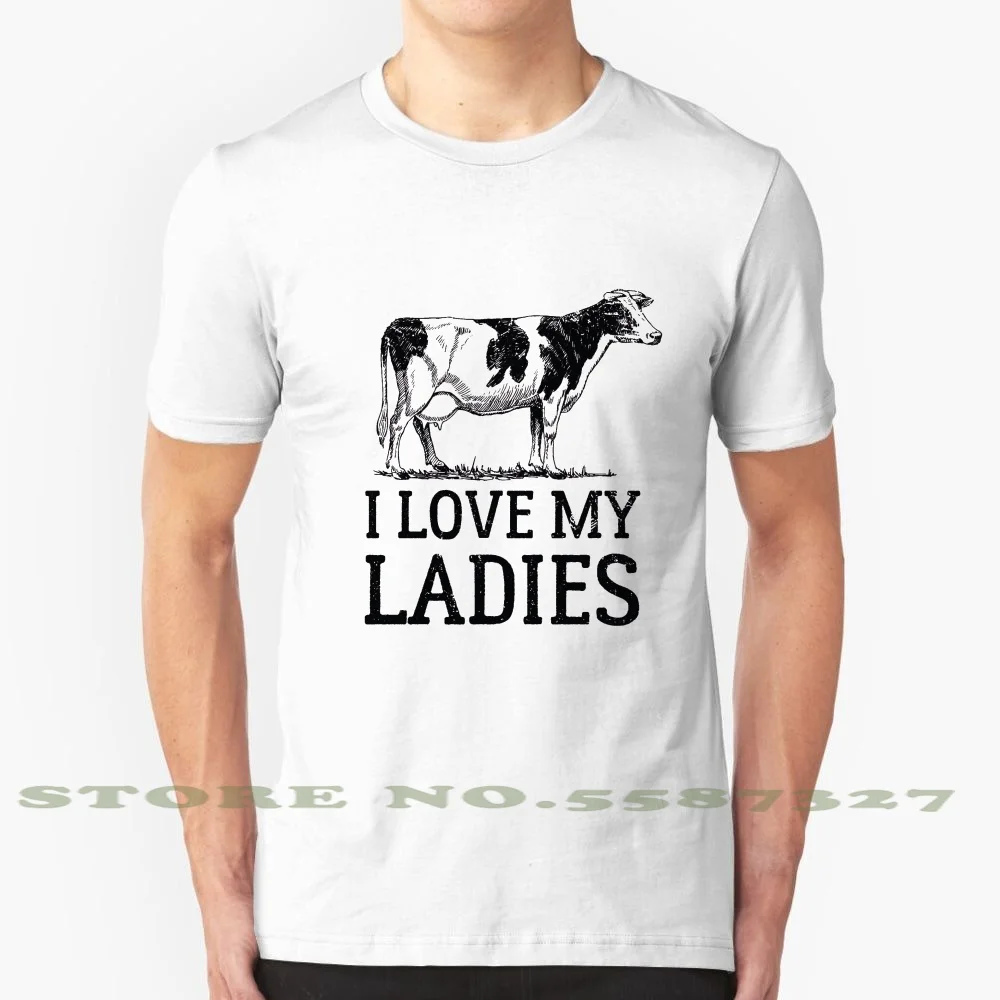 Забавная Винтажная летняя футболка Love My Ladies с принтом коровы молочных фермеров