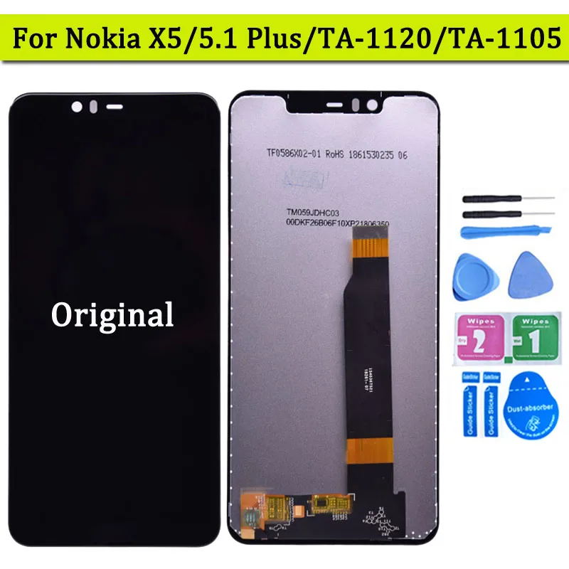

Original 5.8"For Nokia 5.1 Plus LCD Display Touch Screen Digitizer Full Assembly Replacement Parts For Nokia X5 LCD Display