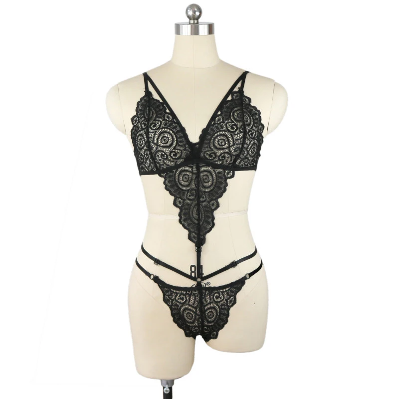 Women Sexy Deep V Neck Lace Lingerie Sleepwear Dress Underwear Babydoll Nightgown Black Nightdress Chemise