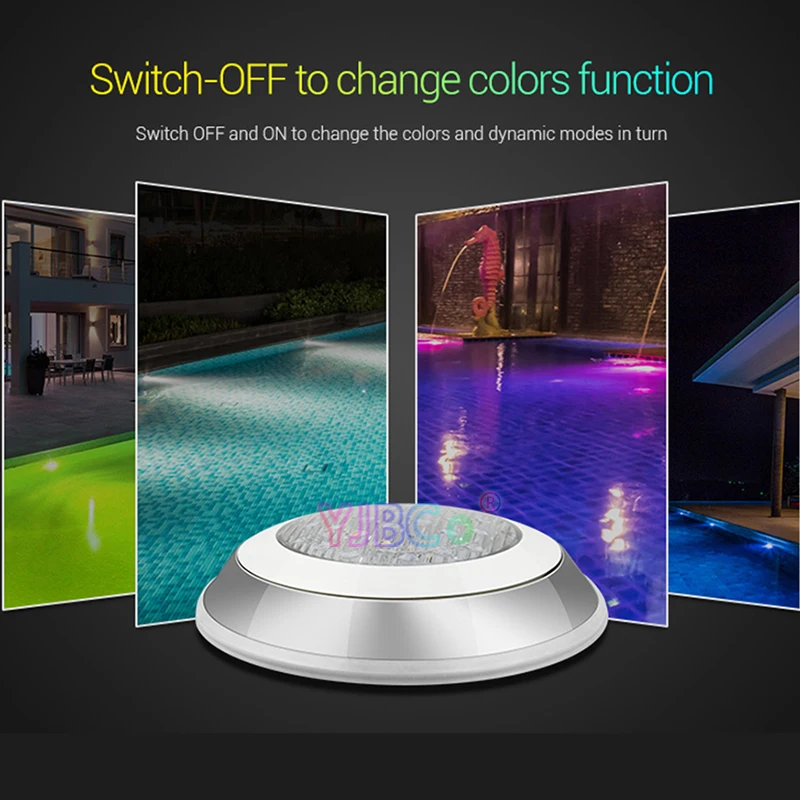 

MiBOXER 15W 27W RGB+CCT led Underwater Lamp UW01/UW02 AC12V/DC12-24V Wall-mounted IP68 underwater light FUT086 remote