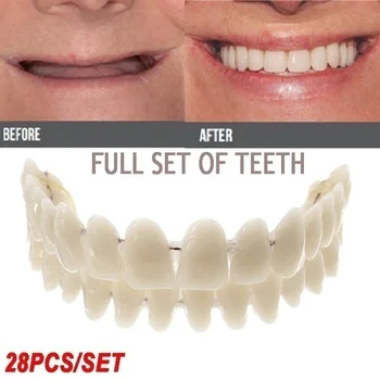

28PCS Tooth ONE set Resin Teeth Upper Lower Shade Denture Model Artificial Preformed Dentition Oral Dentist USE