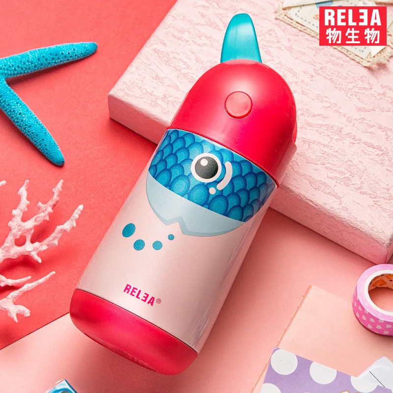 

Relea Flying Bird Children Insulated Cup Cup with Straw Stainless Steel Men And Women Students Cartoon Glass Baby Portable Water