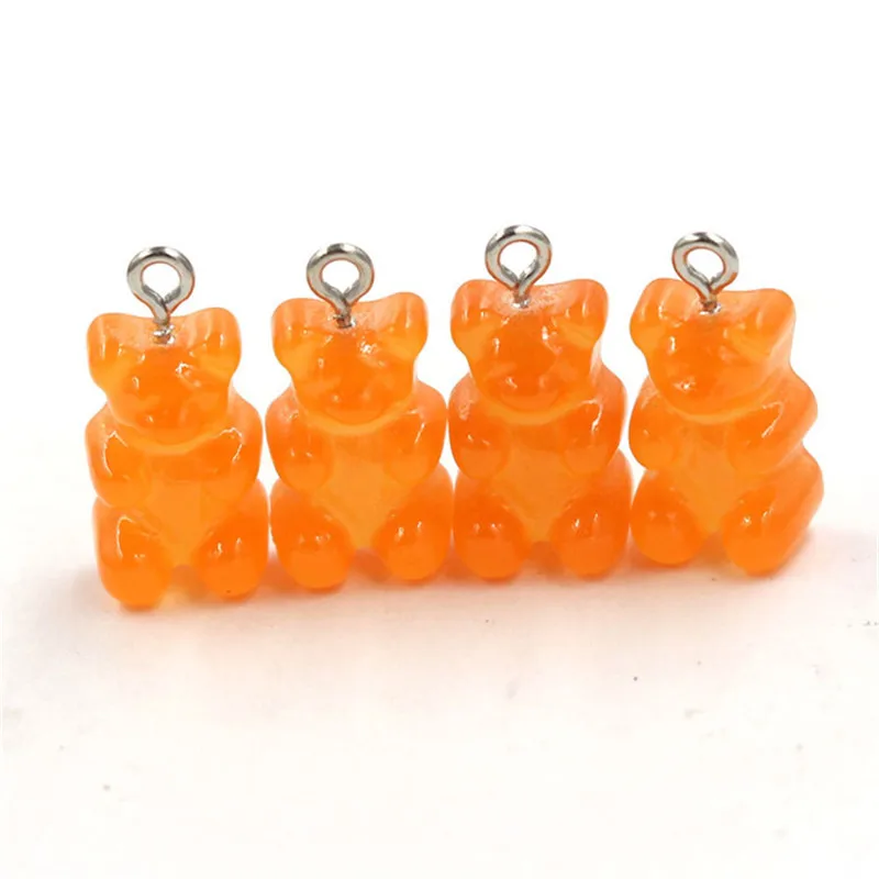10pcs Candy Bear Cute Resin Charms Pendant DIY Findings Gummy Earrings Keychain