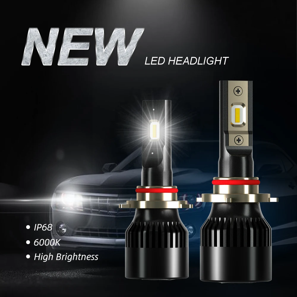 DDAI luces h7 6000K белая лампа для вождения супер 60 Вт h4 h1 h11 9005 9006 Светодиодные