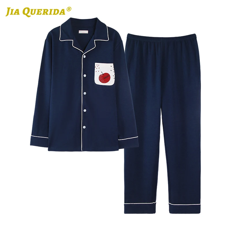 New Fashion Style Turn Down Collar Men and Women Sleepwear Chinese Pajamas Long Sleeve Long Pants Pj Set Buttons Pajamas Set