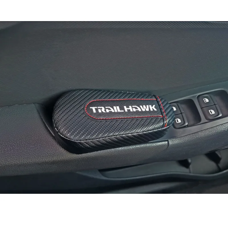 Автомобильный Стайлинг для Jeep Trailhawk, 1 шт., углеродное волокно, кожа, подушка для ног, наколенник, подлокотник, Накладка для интерьера, автомобильные аксессуары