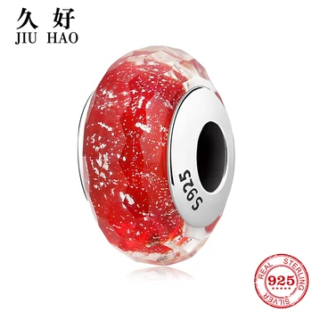 

100% Authentic 925 Sterling Silver Bright red Murano Glass Beads Fit Original European Charms Bracelet Jewelry